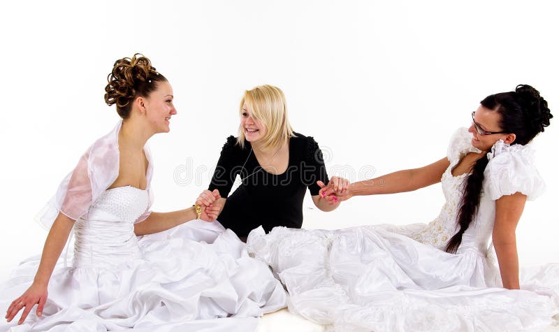 Two young brides and friend