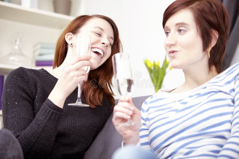 Two Young Girls with Champagne Stock Photo - Image of adult, happy ...