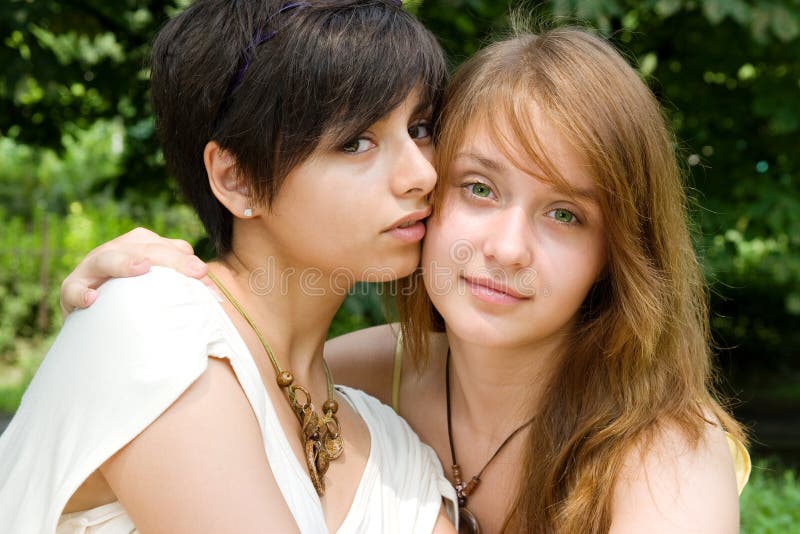 Two young girls outdoors