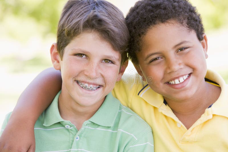 Two young male friends outdoors