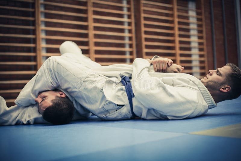 Two Young Males Practicing Judo Together. Stock Photo Image of indoors, lifestyles 98504566