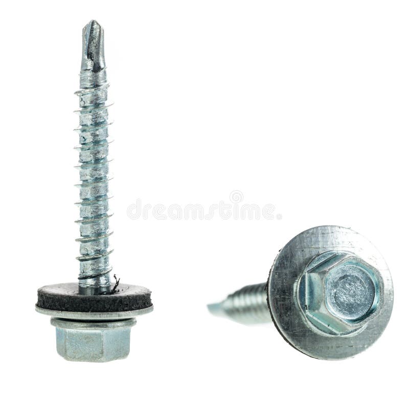 Zinc coated roofing screws stock photo. Image of roofing 29825752