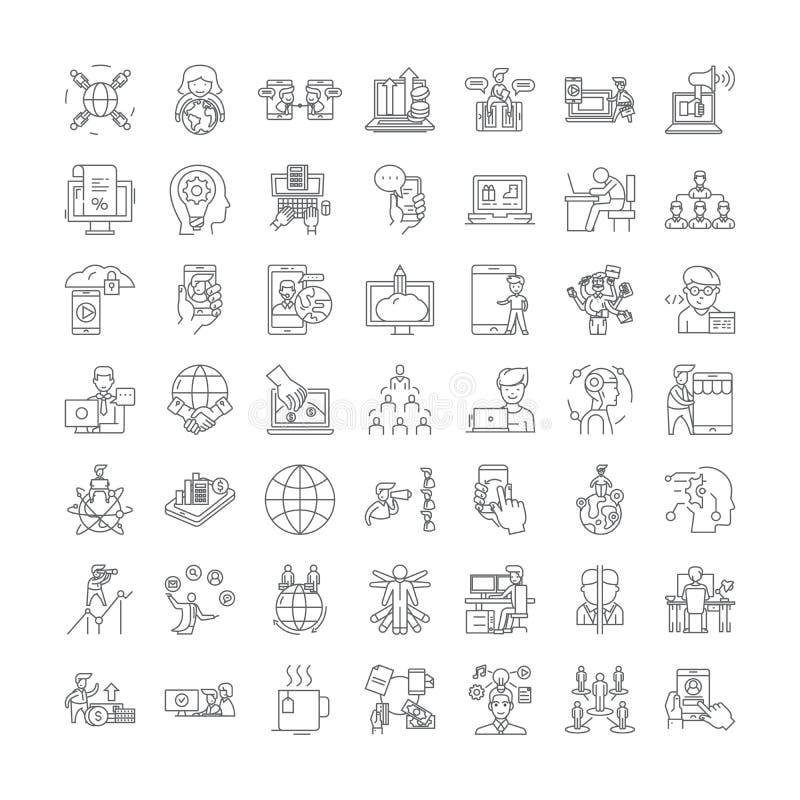 Tworzenie sieci dla osób — ikony liniowe, znaki, symbole, zestaw ilustracji wektorowych ilustracji