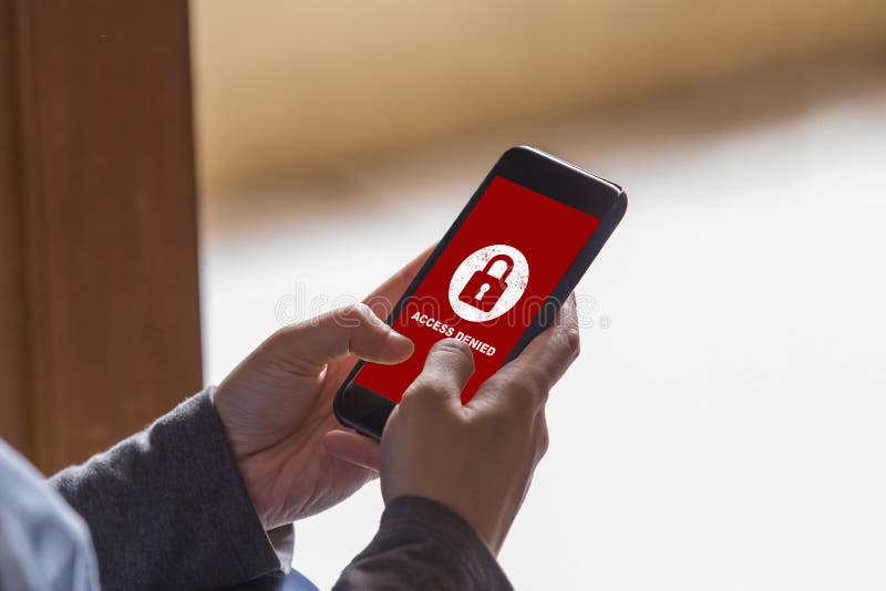 Twój dostęp zaprzecza na smartphone ekranu pojęciu, ochrona system bezpieczeństwa obrazy stock Twój dostęp zaprzecza na smartphone ekranu pojęciu, ochrona system bezpieczeństwa obrazy stock