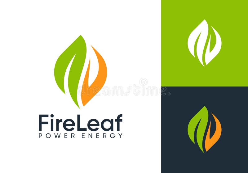 Twórczy ogień ogniowy z konstrukcją wektorową logo energii na liściach ilustracji