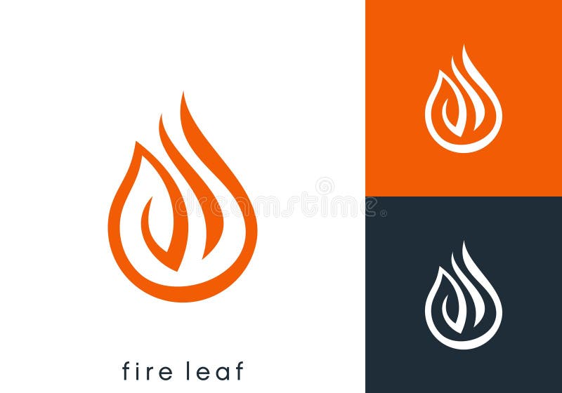 Twórczy ogień z linią liści konstrukcja wektora logo royalty ilustracja