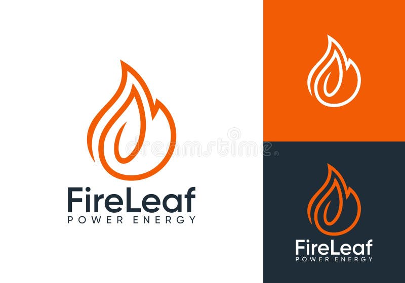 Twórczy ogień z logo liścia. projekt wektora gazu ziemnego w sektorze energii naturalnej royalty ilustracja