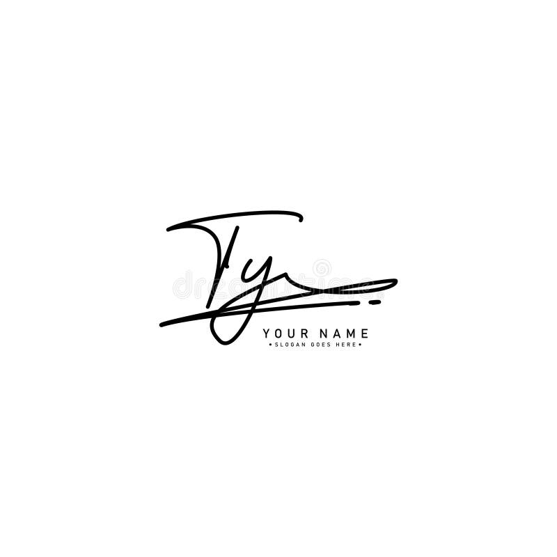 TY Initial Letter Signature Logo Template - Handwritten Vector Logo Template vector illustration