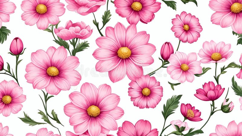 Tydligt rosa temablommor på vita ai genererade. Tydligt rosa temblommor på vit bakgrundai genererade