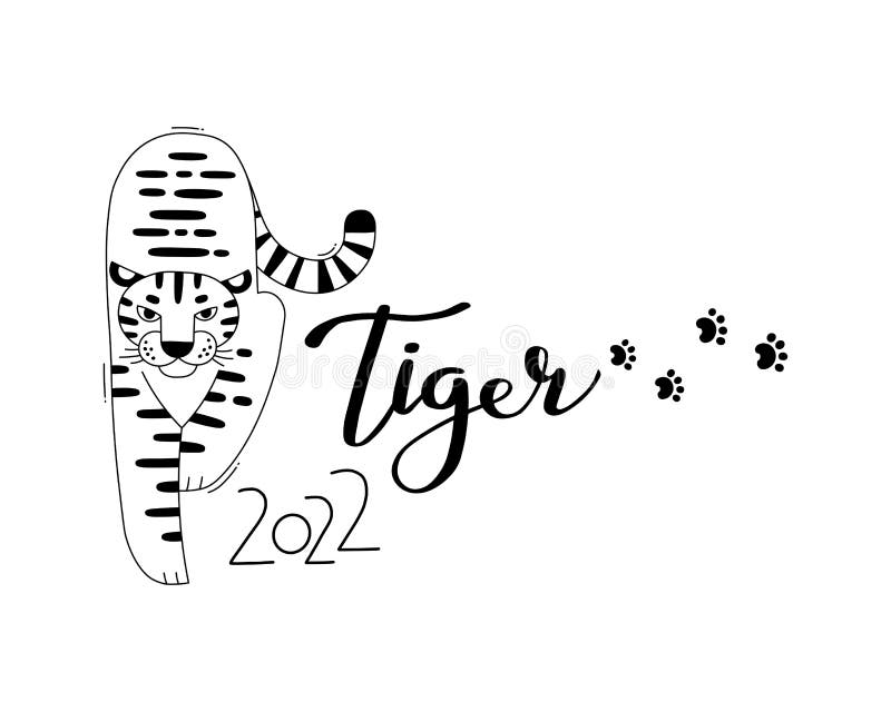 Tygrys jest symbolem zodiaku 2022 nowego roku. ilustracja wektorowa.