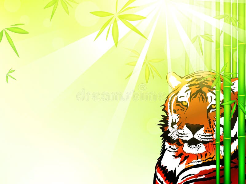 Tygrys w Bambusowym lesie ilustracja wektor