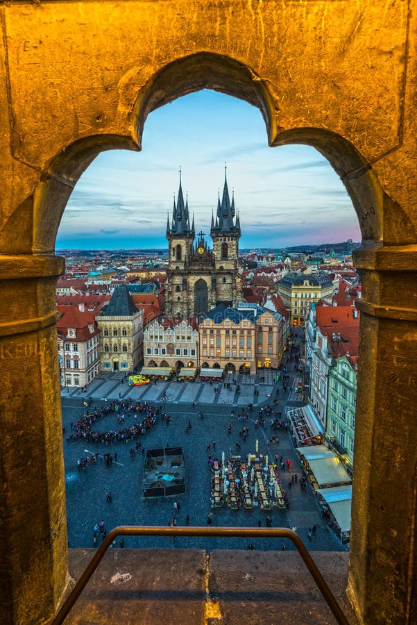 Tyn Church and Old Town Square, Prague, Czech Republic