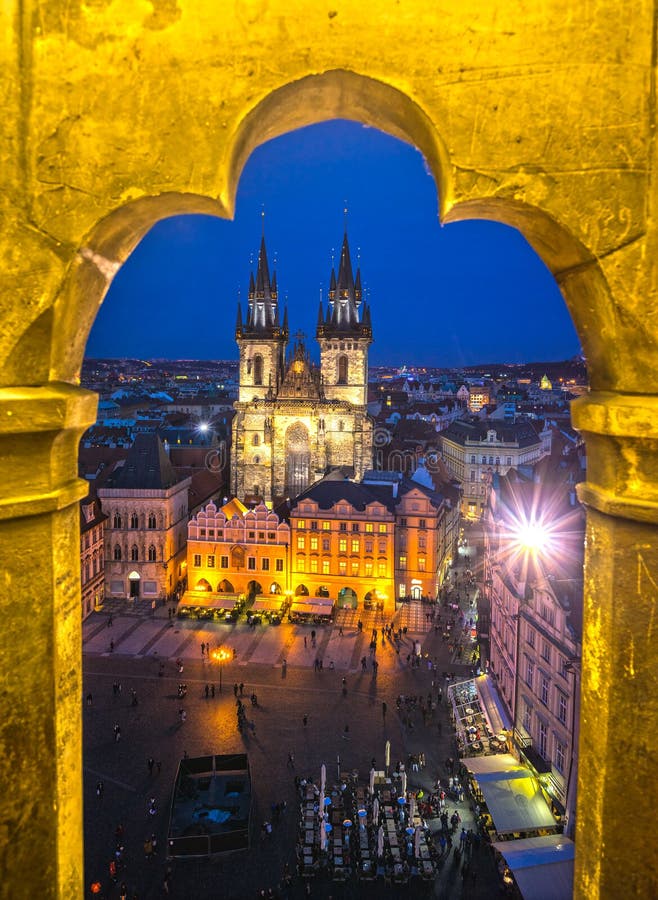 Tyn Church and Old Town Square, Prague, Czech Republic