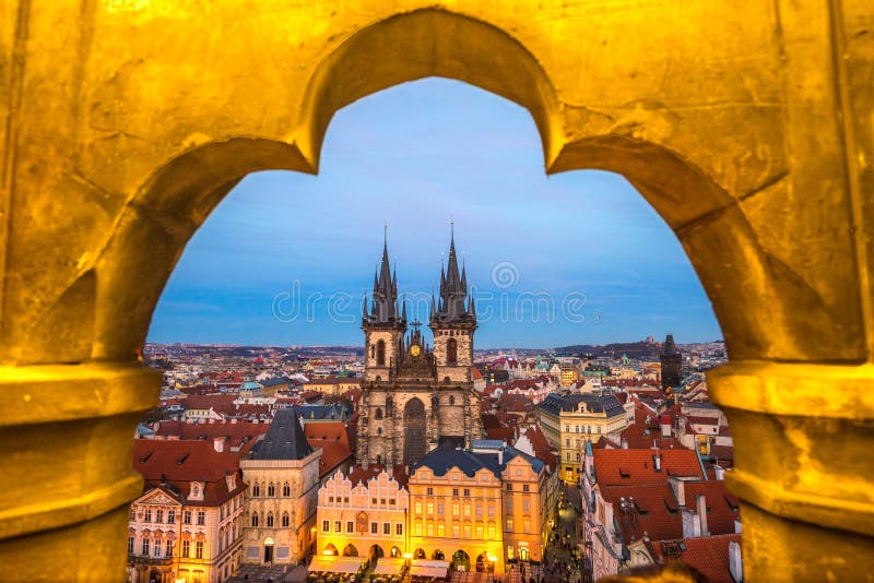 Tyn Church and Old Town Square, Prague, Czech Republic