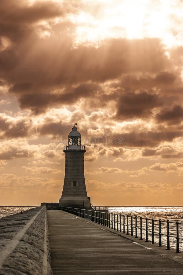Tynemouth Lighthouse Newcastle, in United Kingdom Stock Photo Image