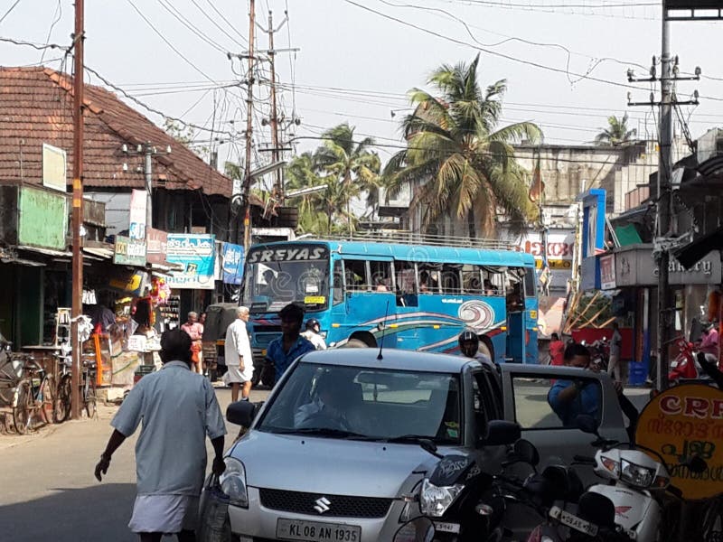 Tyoical village street in Kerala royalty free stock photo Tyoical village street in Kerala royalty free stock photo