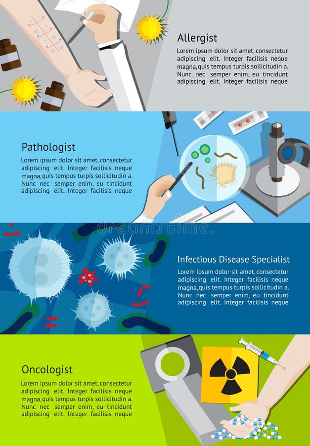 Typ av specialistläkaredoktorn liksom allergisten, Patholog royaltyfri illustrationer Typ av specialistläkaredoktorn liksom allergisten, Patholog royaltyfri illustrationer
