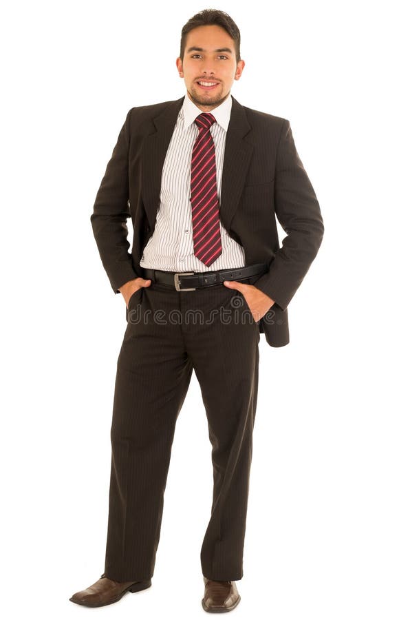 Type latin dans un costume avec le lien rouge images libres de droits Type latin dans un costume avec le lien rouge images libres de droits