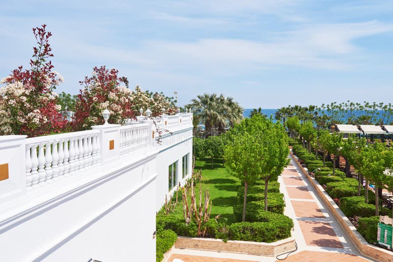 Type a luxurious summer villa hotel Amara Dolce Vita Luxury Hotel. Beautiful architecture. Tekirova-Kemer Turkey
