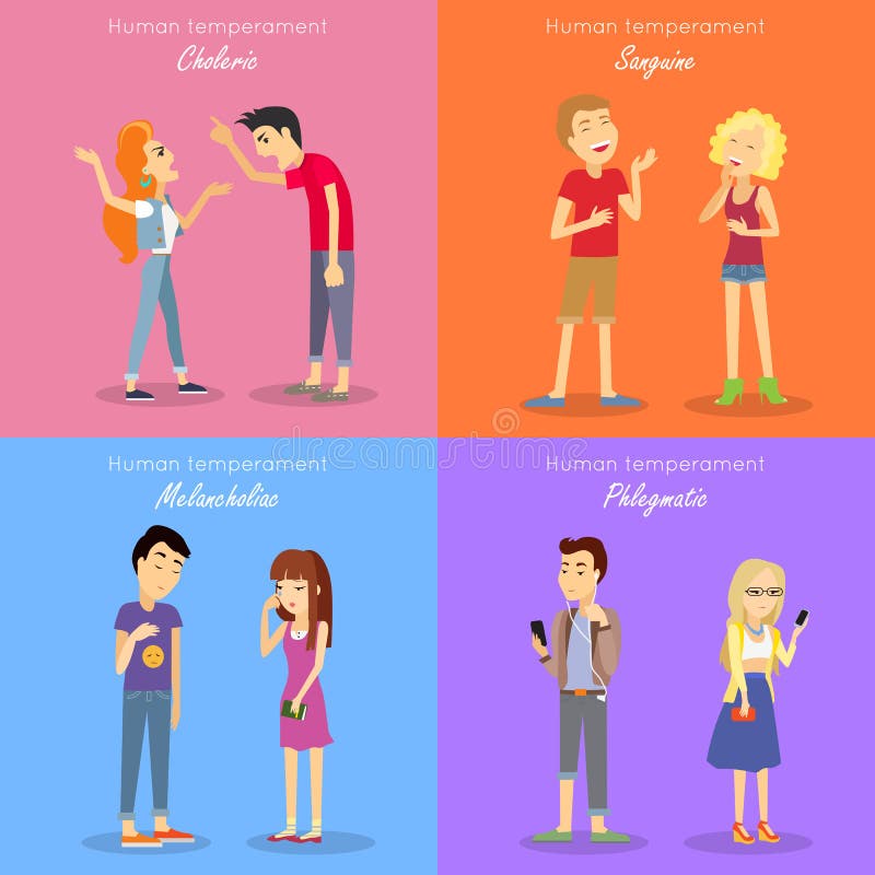 Types de personnalité fondamentaux de tempérament humain illustration de vecteur Types de personnalité fondamentaux de tempérament humain illustration de vecteur