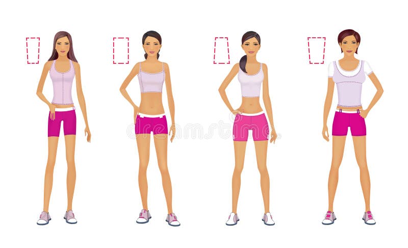 A Set Of Women In Sportswear With Who Express Various Emotions.There Are Actions Related To