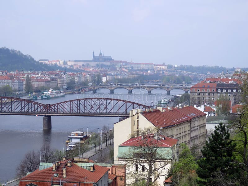 Types of Prague in sunny day stock images