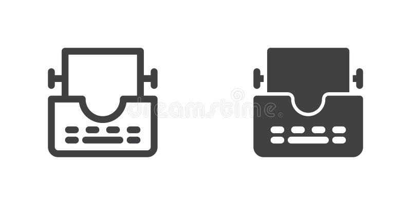 Typewriter icon, line and glyph version royalty free illustration