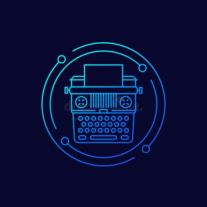 Typewriter icon, linear vector design stock illustration