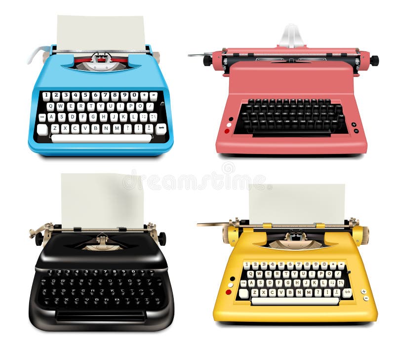 Typewriter icons set, realistic style royalty free illustration Typewriter icons set, realistic style royalty free illustration
