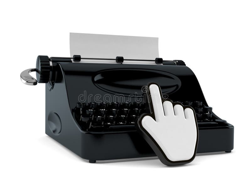 Typewriter with web cursor stock illustration. Illustration of writer
