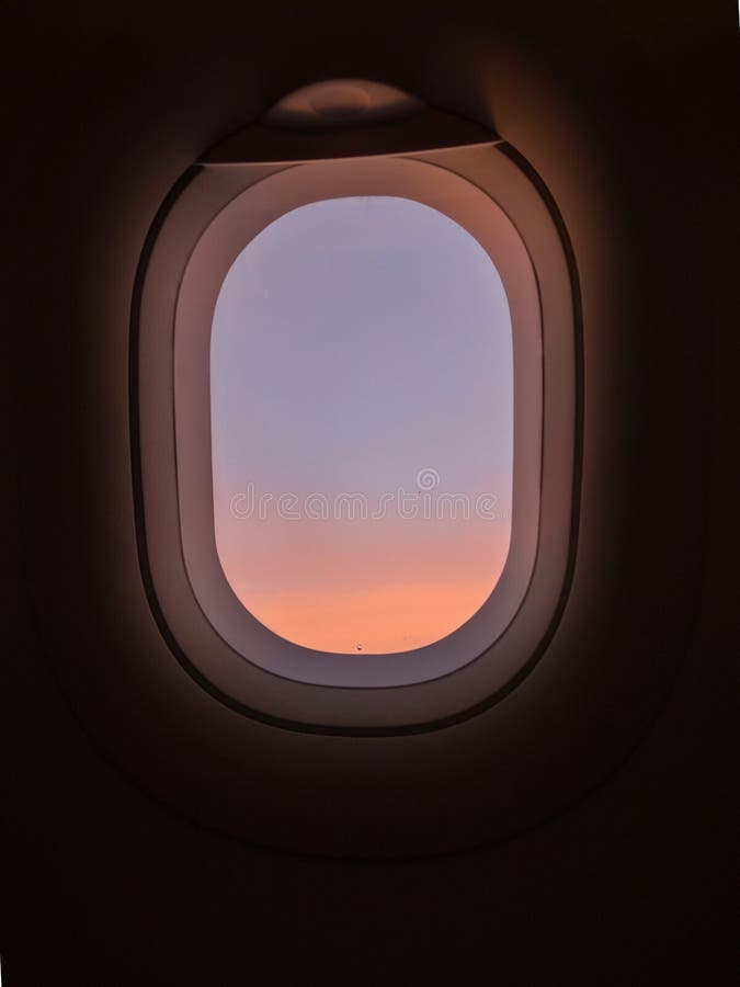 Typical Airplane Window View with Pastel Sky Sunset and Dark Background  Wallpaper Dreaming Atmosphere Concept Stock Photo - Image of holiday,  background: 213181458