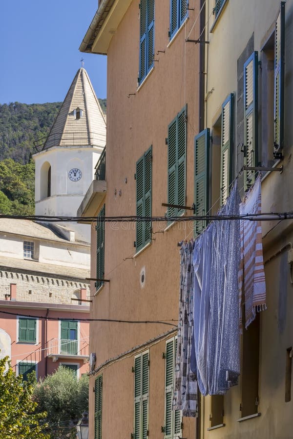Typical alley of the ancient hilltop village of Corniglia, Cinque Terre, Liguria, Italy royalty free stock photo Typical alley of the ancient hilltop village of Corniglia, Cinque Terre, Liguria, Italy royalty free stock photo