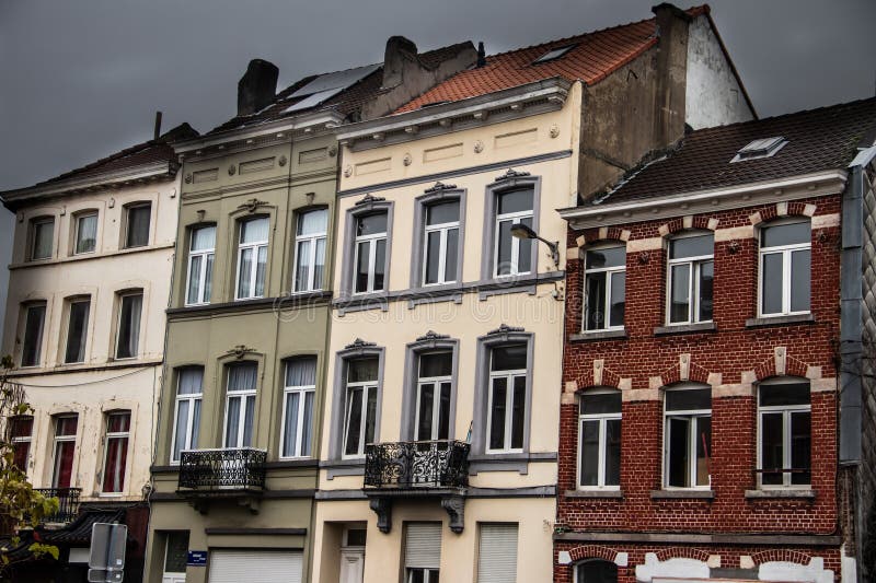 Typical Belgian colorful architecture and Flemish stile of houses