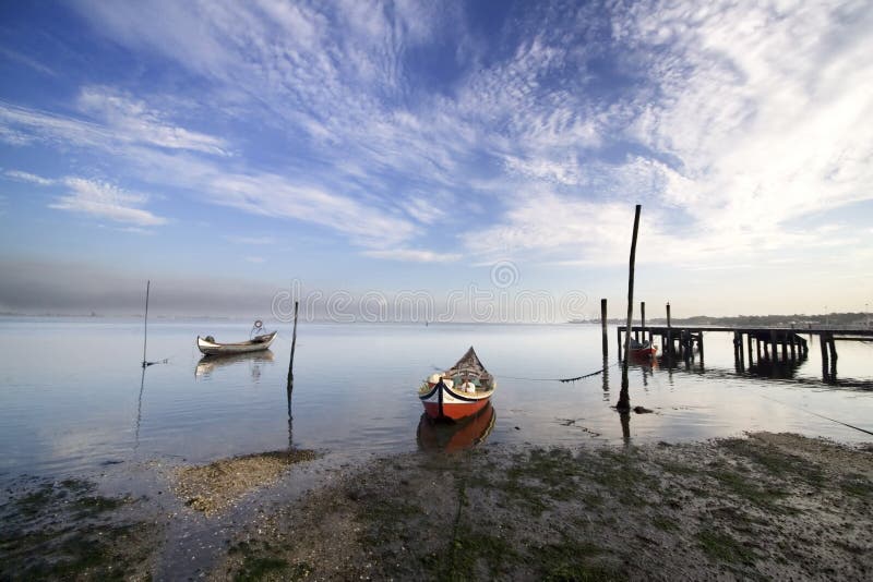 Typical boats anchored