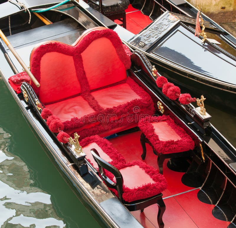Typical Chairs Luxury in a Gondola in Venice Stock Image Image of italy, boat 49843055
