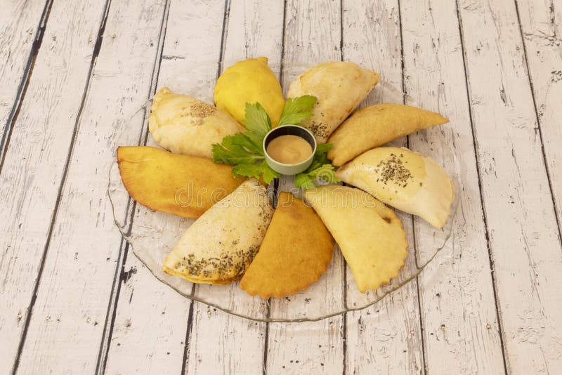 Typical Colombian Empanadas Made with Corn Flour and Wheat Flour Stock