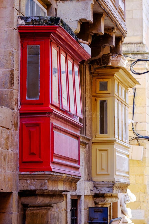 Colorful balconies in Valletta, Malta