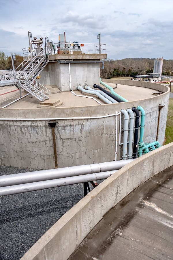 Typical Day at a Large Wastewater Treatment Plan Facility Stock Photo