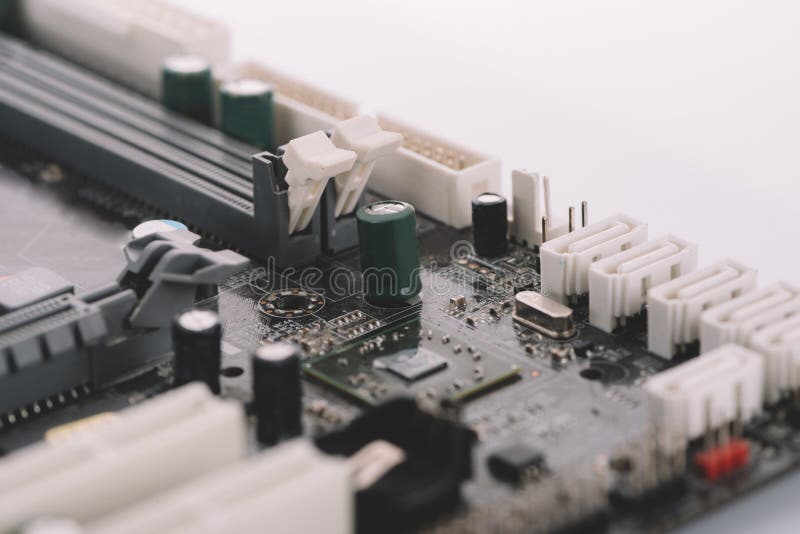 Typical desktop computer baseboard royalty free stock photo