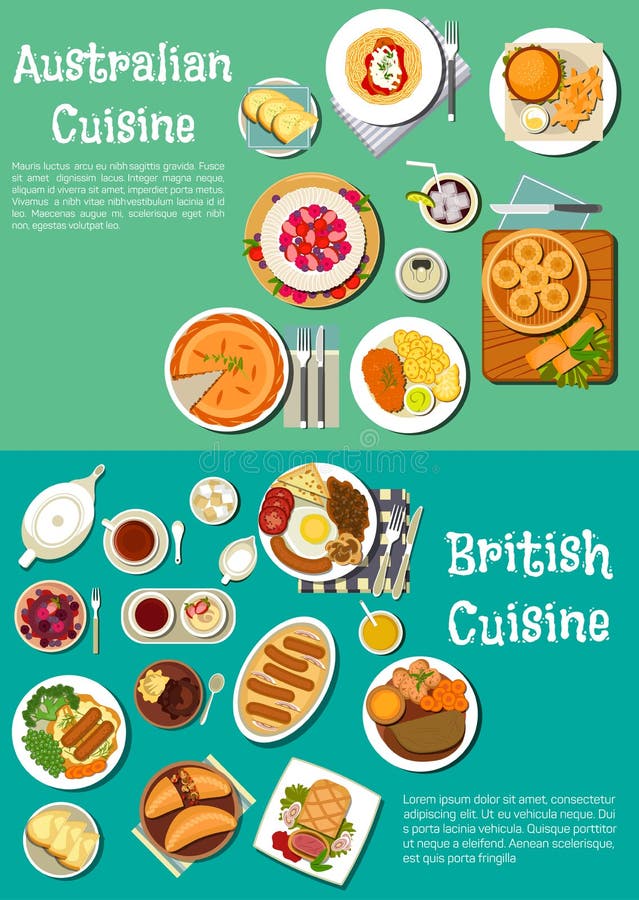 Typical Dishes Of British And Australian Cuisine Stock ...