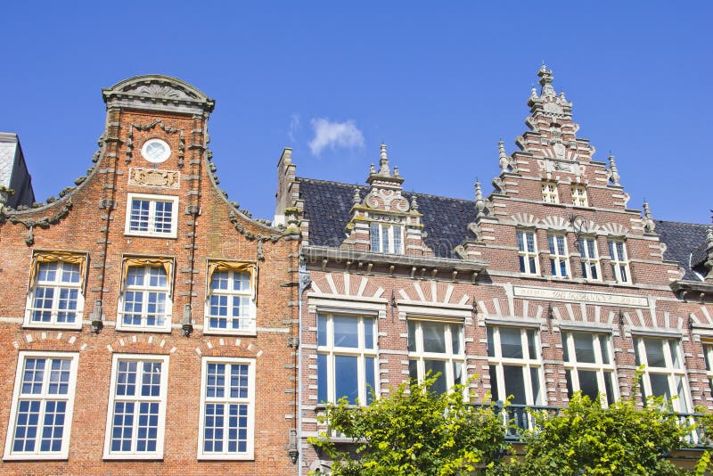 Typical Dutch houses in Haarlem royalty free stock photo