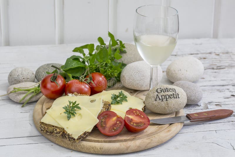 Typical German Snack With Wine royalty free stock photography Typical German Snack With Wine royalty free stock photography