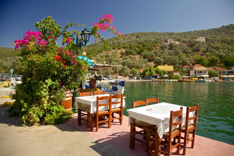 Greek Taverna Chairs Table Antiparos Island Stock Image - Image of ...