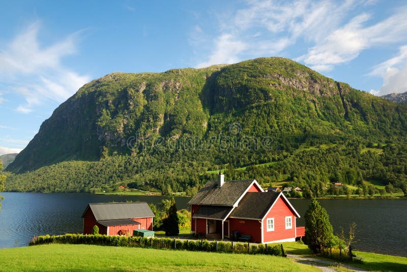 Typical house on the shore of fjord.