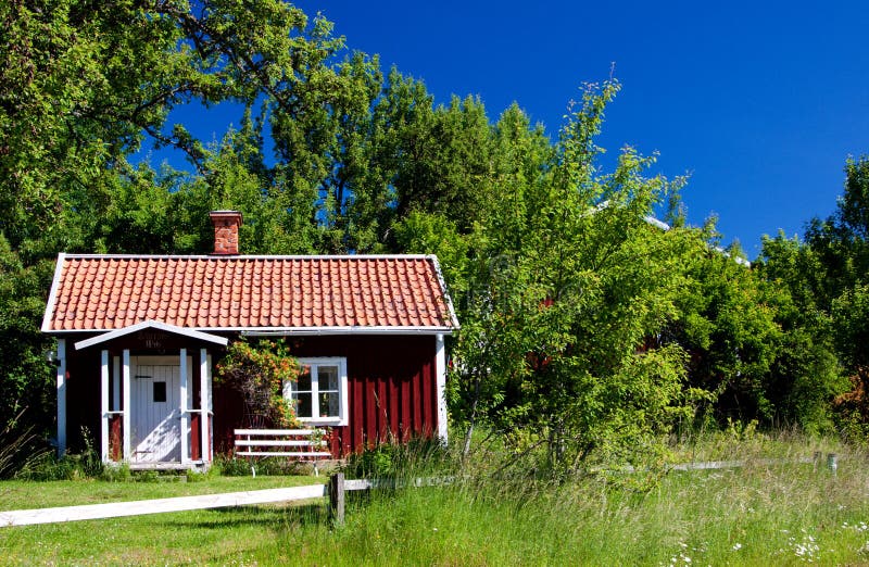 Typical idyllic cottage in Sweden .