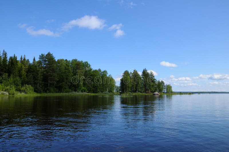 Typical Karelian lake with huge boulders