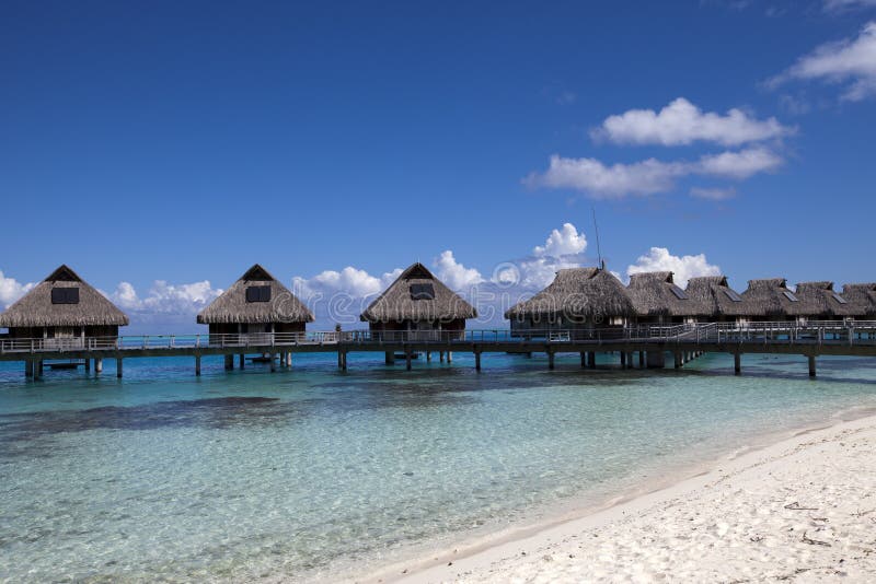 Typical Landscape of Tropical Islands - Huts, Wooden Houses Over Water ...