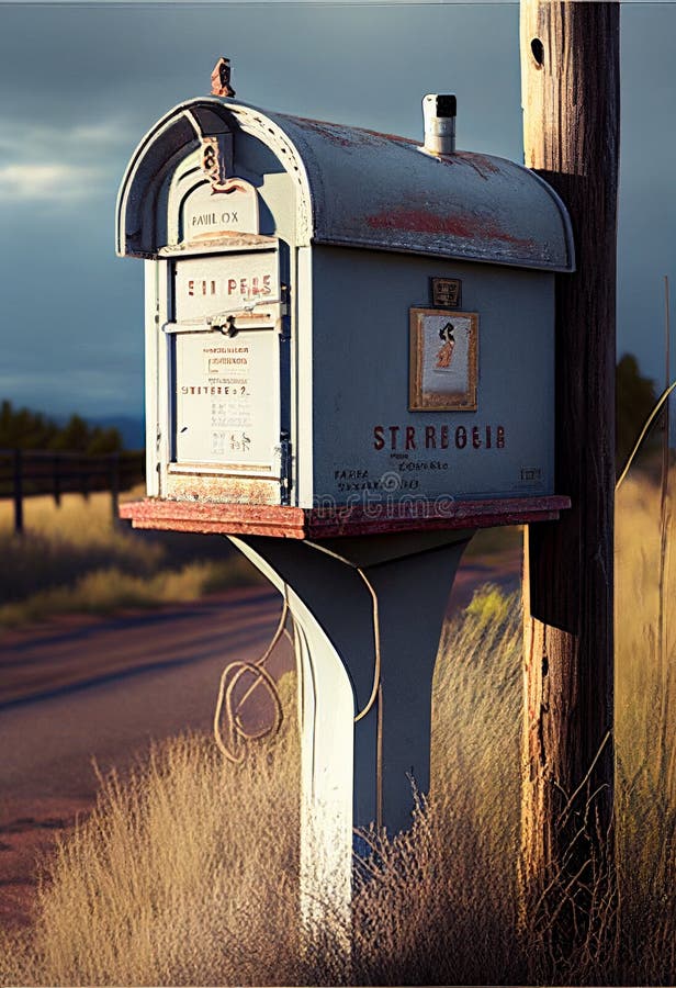 A Typical Mailbox Outside an American Home. AI Generated. Stock