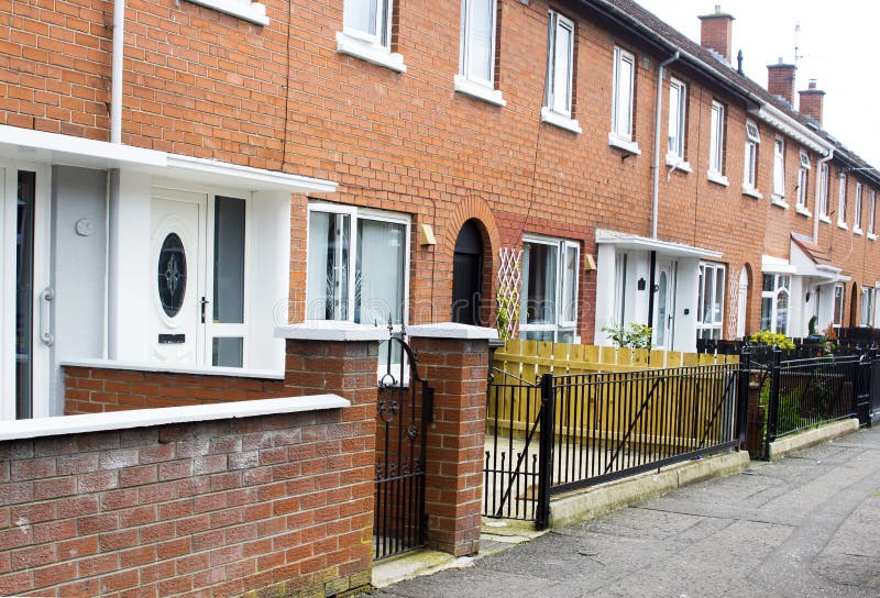 Typical mid terrace houses built in Belfast in the 1950`s