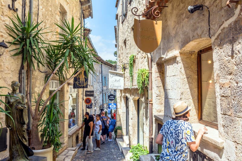 Typical narrow street in Saint Paul de Vence, France